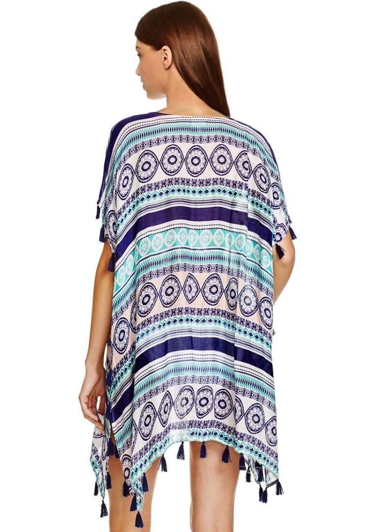 F4551 Surf Gypsy Tassel Poncho Swim Cover Up